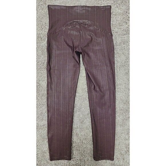 SPANX Metallic Dot Print Active 7/8 Leggings in Wine/Rose Gold Large - Picture 4 of 7